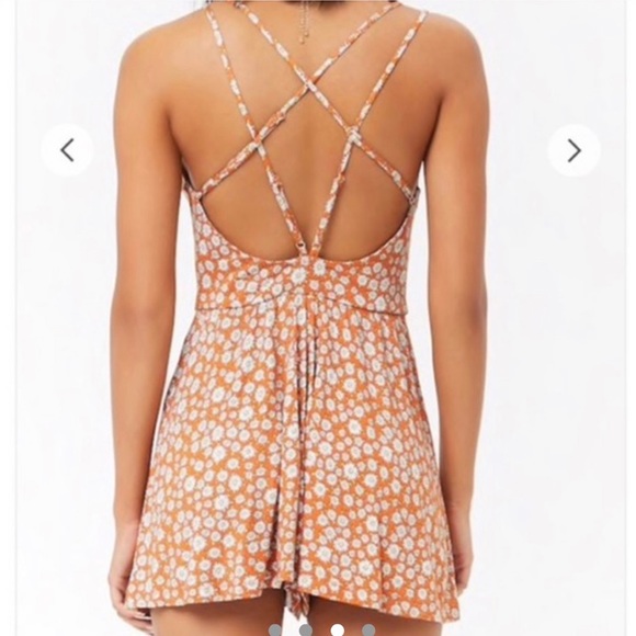 Orange Romper with White Daisies - Picture 4 of 4
